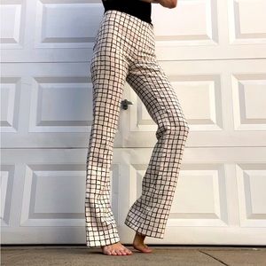 ZARA pants, cream & black, wide leg pants